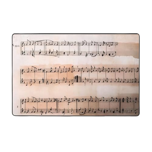 ZAQXSWCDEV Luxuriöser Teppich mit Musiknoten-Druck, 152,4 x 99,1 cm, einseitiger Druck, weicher Flanellstoff, hochdichter Memory-Schaum, rutschfeste und strapazierfähige Unterseite von ZAQXSWCDEV