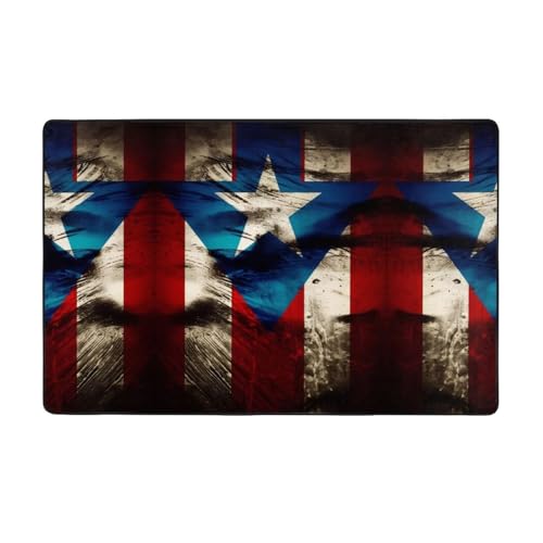 ZAQXSWCDEV Luxuriöser Teppich mit Puerto Rico-Flagge, 152,4 x 99,1 cm, einseitiger Druck, weicher Flanellstoff, hochdichter Memory-Schaum, rutschfeste und langlebige Unterseite von ZAQXSWCDEV