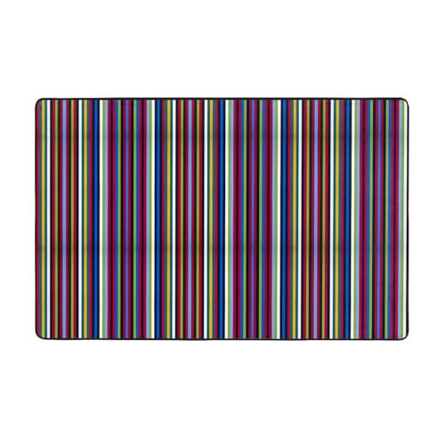 ZAQXSWCDEV Luxuriöser Teppich mit farbigen Streifen, 152,4 x 99,1 cm, einseitiger Druck, weicher Flanellstoff, hochdichter Memory-Schaum, rutschfeste und strapazierfähige Unterseite ZAQXSWCDEV Luxuriöser Teppich mit farbigen Streifen, 152,4 x 99,1 cm, einseitiger Druck, weicher Flanellstoff, hochdichter Memory-Schaum, rutschfeste und strapazierfähige Unterseite von ZAQXSWCDEV