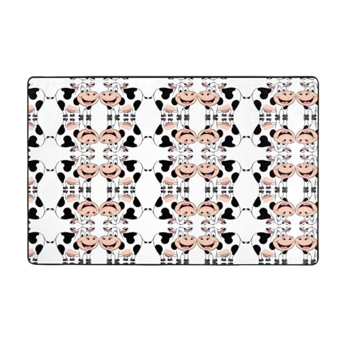ZAQXSWCDEV Luxuriöser Teppich mit niedlichem Kuhdruck, 152,4 x 99,1 cm, einseitiger Druck, weicher Flanellstoff, hochdichter Memory-Schaum, rutschfeste und langlebige Unterseite von ZAQXSWCDEV