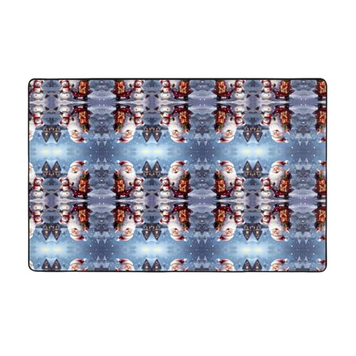 ZAQXSWCDEV Luxuriöser Weihnachtsmann-Schneemann-Teppich, 152,4 x 99,1 cm, einseitiger Druck, weicher Flanellstoff, hochdichter Memory-Schaum, rutschfeste und langlebige Unterseite von ZAQXSWCDEV