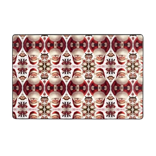 ZAQXSWCDEV Luxuriöser Weihnachtsmann-Teppich, 152,4 x 99,1 cm, einseitiger Druck, weicher Flanellstoff, hochdichter Memory-Schaum, rutschfeste und langlebige Unterseite von ZAQXSWCDEV
