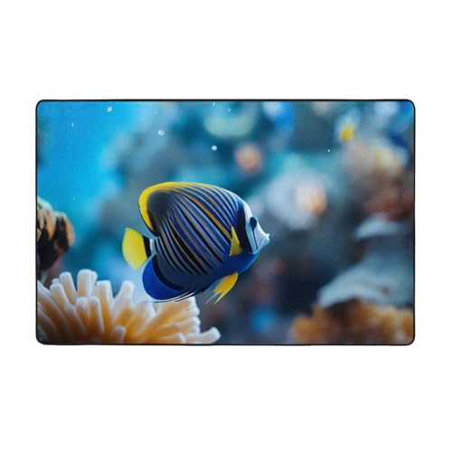 ZAQXSWCDEV Marine Life Luxuriöser Teppich, 152,4 x 99,1 cm, einseitiger Druck, weicher Flanellstoff, hochdichter Memory-Schaum, rutschfeste und langlebige Unterseite von ZAQXSWCDEV