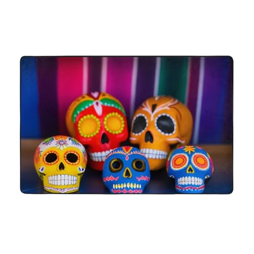 ZAQXSWCDEV Mexikanischer Totenkopf (5) Luxuriöser 152,4 x 99,1 cm Teppich, einseitiger Druck, weicher Flanellstoff, hochdichter Memory-Schaum, rutschfeste und langlebige Unterseite von ZAQXSWCDEV