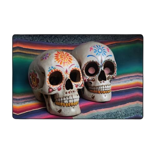 ZAQXSWCDEV Mexikanischer Totenkopf (7) Luxuriöser 152,4 x 99,1 cm Teppich, einseitiger Druck, weicher Flanellstoff, hochdichter Memory-Schaum, rutschfeste und langlebige Unterseite von ZAQXSWCDEV