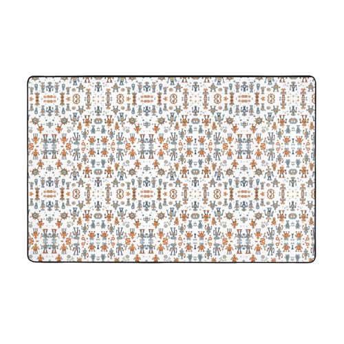 ZAQXSWCDEV Niedlicher Cartoon-Roboter, luxuriös, 152,4 x 99,1 cm, einseitiger Druck, weicher Flanellstoff, hochdichter Memory-Schaum, rutschfeste und langlebige Unterseite von ZAQXSWCDEV