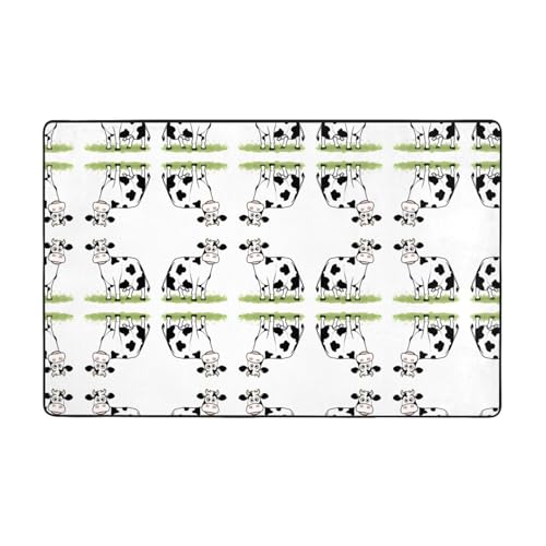 ZAQXSWCDEV Niedlicher Kuh-Teppich, luxuriös, 152,4 x 99,1 cm, einseitiger Druck, weicher Flanellstoff, hochdichter Memory-Schaum, rutschfeste und langlebige Unterseite von ZAQXSWCDEV