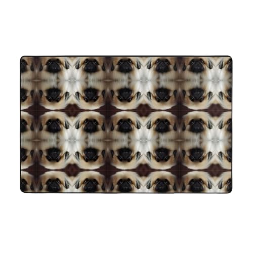 ZAQXSWCDEV Niedlicher Pekinese-Teppich, 152,4 x 99,1 cm, einseitiger Druck, weicher Flanellstoff, hochdichter Memory-Schaum, rutschfeste und langlebige Unterseite von ZAQXSWCDEV