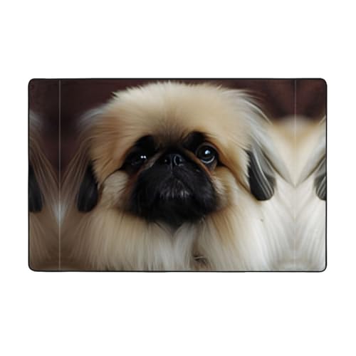 ZAQXSWCDEV Niedlicher Pekinese-Teppich, 152,4 x 99,1 cm, einseitiger Druck, weicher Flanellstoff, hochdichter Memory-Schaum, rutschfeste und langlebige Unterseite von ZAQXSWCDEV