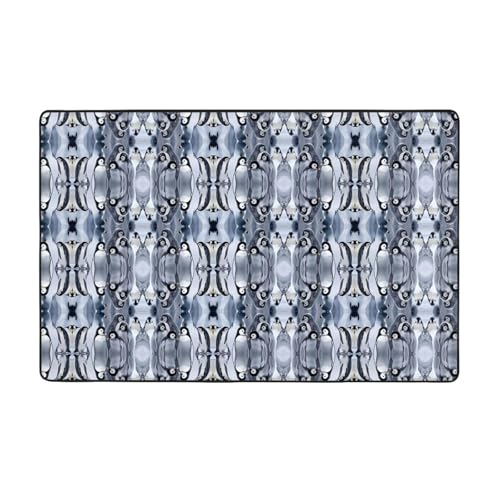 ZAQXSWCDEV Niedlicher Pinguin-Teppich, 152,4 x 99,1 cm, einseitiger Druck, weicher Flanellstoff, hochdichter Memory-Schaum, rutschfeste und langlebige Unterseite von ZAQXSWCDEV