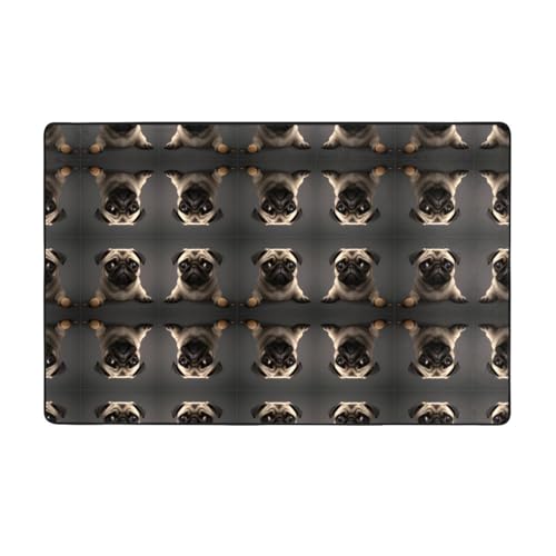 ZAQXSWCDEV Niedlicher hübscher Mops-Hund, luxuriös, 152,4 x 99,1 cm, einseitiger Druck, weicher Flanellstoff, hochdichter Memory-Schaum, rutschfeste und langlebige Unterseite von ZAQXSWCDEV