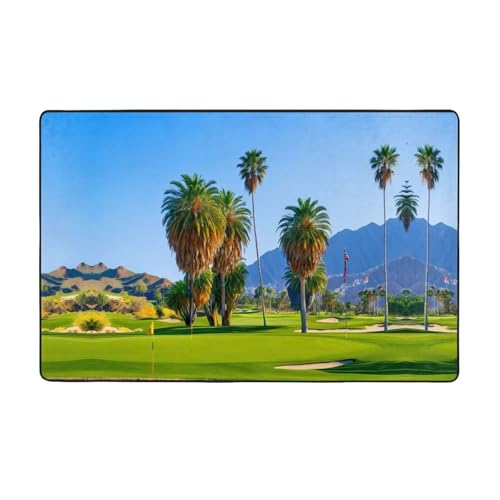 ZAQXSWCDEV Palm Tree Golfplatz-Teppich, luxuriös, 152,4 x 99,1 cm, einseitiger Druck, weicher Flanellstoff, hochdichter Memory-Schaum, rutschfeste und langlebige Unterseite von ZAQXSWCDEV