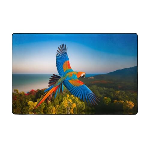 ZAQXSWCDEV Papageien (1) Luxuriöser Teppich 152,4 x 99,1 cm – einseitiger Druck in voller Breite, weicher Flanellstoff, hochdichter Memory-Schaum, rutschfeste und langlebige Unterseite von ZAQXSWCDEV