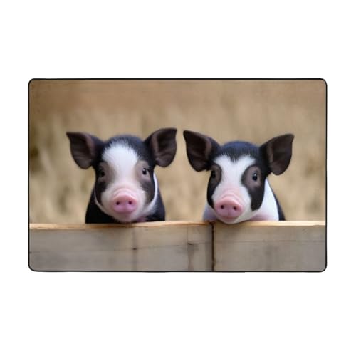 ZAQXSWCDEV Pig Luxuriöser Teppich, 152,4 x 99,1 cm, einseitiger Druck, weicher Flanellstoff, hochdichter Memory-Schaum, rutschfeste und strapazierfähige Unterseite von ZAQXSWCDEV