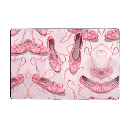 ZAQXSWCDEV Pinker Ballettschuhe, luxuriöser Teppich, 152,4 x 99,1 cm, einseitiger Druck, weicher Flanellstoff, hochdichter Memory-Schaum, rutschfeste und strapazierfähige Unterseite von ZAQXSWCDEV