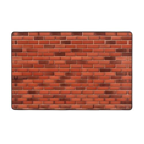 ZAQXSWCDEV Rote Ziegelwand-Textur, luxuriös, 152,4 x 99,1 cm, einseitiger Druck, weicher Flanellstoff, hochdichter Memory-Schaum, rutschfeste und langlebige Unterseite von ZAQXSWCDEV