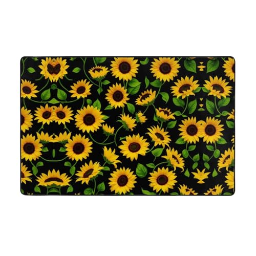 ZAQXSWCDEV Sun Flower Luxuriöser Teppich, 152,4 x 99,1 cm, einseitiger Druck, weicher Flanellstoff, hochdichter Memory-Schaum, rutschfeste und langlebige Unterseite von ZAQXSWCDEV