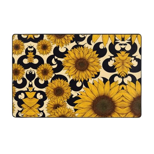 ZAQXSWCDEV Sunflower Luxuriöser Teppich, 152,4 x 99,1 cm, einseitiger Druck, weicher Flanellstoff, hochdichter Memory-Schaum, rutschfeste und langlebige Unterseite von ZAQXSWCDEV