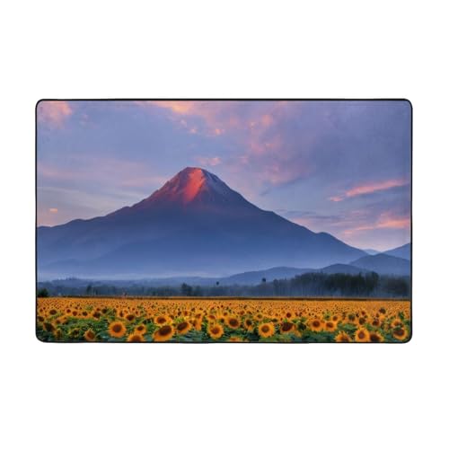 ZAQXSWCDEV Sunflower Moutain Luxuriöser Teppich, 152,4 x 99,1 cm, einseitiger Druck, weicher Flanellstoff, hochdichter Memory-Schaum, rutschfeste und strapazierfähige Unterseite von ZAQXSWCDEV