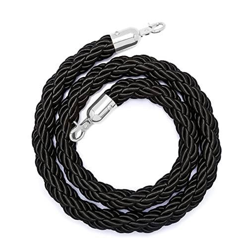 Absperrkordel Absperrseil 32 Mm Dickes Stützseil 1m 2m 2.5m 3m 3.5m 4m, Hanf-Twist-Seil Für Menschenmengenkontrolle, Stützposten Und Kinos Mit Edelstahlhaken ( Color : Black , Size : 100cm/40 in ) von ZAQYCM