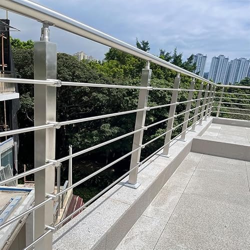 Geländer Treppengeländer Cable Fence Railing Kit for Deck/ Balcony/ Porch/ Garden/ Swimming Pools, 35.4"/ 43.3" Tall Cable Railing Kit for Stairs with Balustrade Post and Handrails(H 43.3 in,L 4.2ft/5 von ZAQYCM