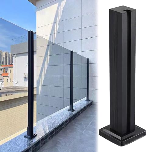 Glasgeländer Pfosten Glasklemme Glasgeländerpfosten Für Die Terrasse Zu Hause, 130 120 100 90 80 70 60 CM Hoher Glaspaneelpfosten Mit Stabiler Basis Für Die Landschaftsgestaltung, Schwarz(Black End Po von ZAQYCM