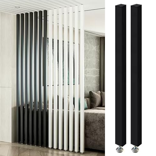Raumteiler Trennwand, Paravent Raumtrenner Wohnzimmer Boden Bis Zur Decke Wand Posten Partitionen Bildschirme, Holzlatten Raumteiler Säule Mit Verstellbaren Füßen, Büro-Trennwände Säulen Hoch(Black 2 von ZAQYCM
