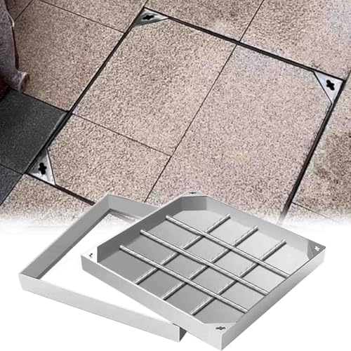 Schachtabdeckung Schachtdeckel Gullideckel Große Quadratische Schachtabdeckung 300x300 400x400 500x500 600x600, Unsichtbare Versenkte Abwasserabdeckung Und Rahmen Mit Hebeschlüsseln(40x40 cm) von ZAQYCM