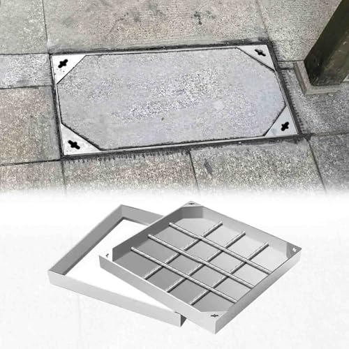 Schachtabdeckung Schachtdeckel Gullideckel Rechteckige Schachtabdeckungen Länge 25 30 40 50 60 70 80 90 CM, Unsichtbare Versenkte Äußere Septische Abwasserdeckel(LxW 450x250 mm) von ZAQYCM
