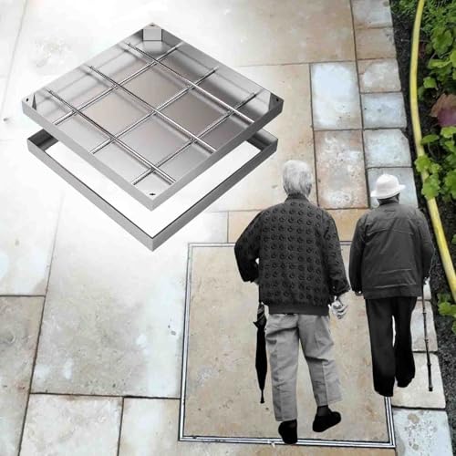 Schachtabdeckung Schachtdeckel Gullideckel Versteckter Schachtdeckel Für Die Einfahrt Mit Sockel, Abfluss Versenktes Abwasser Klärgrube Groß Für Hof/Straßen/Bürgersteig(LxW 95x80 cm) von ZAQYCM