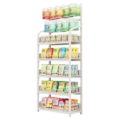 Snack Regal Süßigkeiten display ständer Einzelhandels Snackregal Präsentationsständer Mit 5 Regalen, Heimkino-Konzessionsständer Mit Haken Für Chipstüten Und Süßigkeiten, Großes Supermarktregal ( Colo von ZAQYCM