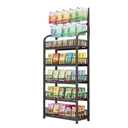 Snack Regal Süßigkeiten display ständer Einzelhandels Snackregal Präsentationsständer Mit 5 Regalen, Heimkino-Konzessionsständer Mit Haken Für Chipstüten Und Süßigkeiten, Großes Supermarktregal ( Colo von ZAQYCM