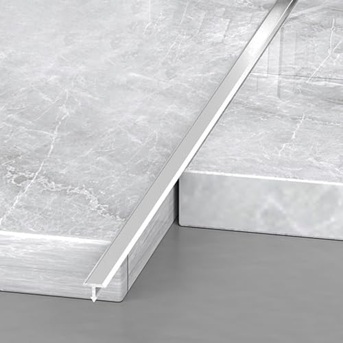 Übergangsleiste Übergangsprofil Extra Schmale Flache Bodenübergangsleiste 1.3m 2er-Pack. T Form Bodenfugenleiste Für Türschwellen/ Vinyl Böden/ Fliesen, Nahtverbindungsleiste Aus Aluminium(Silver,W 3/ von ZAQYCM