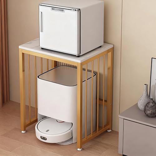 ZAQYCM Saugroboter Ständer Staubsauger Roboter Halter Mikrowellen- Und Minikühlschrankständer Für Die Küche Zu Hause, Beistelltisch Mit Roboterstaubsauger Aufbewahrung Und Rädern(Gold,1-Tier) von ZAQYCM