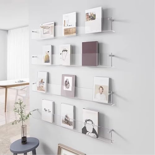 Zeitschriftenregal Prospektständer Transparentes Wand Bücherregal Für Badezimmer Wohnzimmer Büro Studio, Hängender Wandordner-Organizer, Acryl Literaturdisplay Wartezimmer Dekor ( Color : 4-Tier , Siz von ZAQYCM