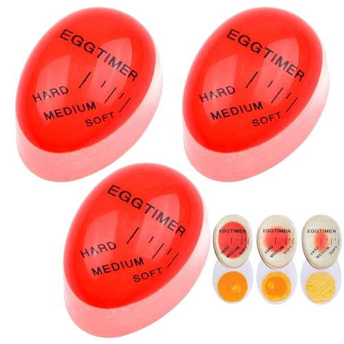 3 Stück Timer für Gekochte Eier(Weich/Mittel/Hart),Egg Timer,Zeitschaltuhr für Hartgekochte Eier,Eieruhr zum Mitkochen Auswahl des Reifegrads von Eiern je Nach Farbwechsel von ZARADU