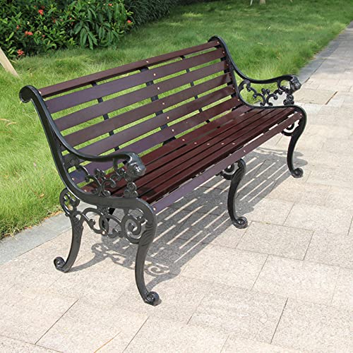 ZARBAILRE Bank Outdoor, Sitzbank Holz Mit Lehne und Armlehnen, Eisenbank Ruhebank für Terrasse, Balkon, Garten (B 180×58×72cm) von ZARBAILRE