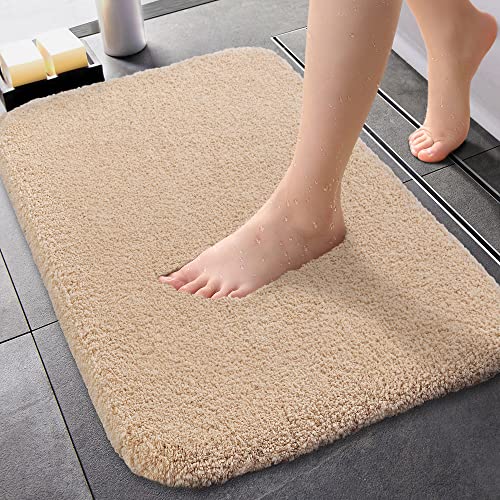 ZARCKER Badezimmerteppich, 40 * 60 cm Rutschfester Badematte, weicher saugfähiger Badeteppich, maschinenwaschbarer Badevorleger für Badezimmer, Dusche, Badewanne, WC (Beige) von ZARCKER