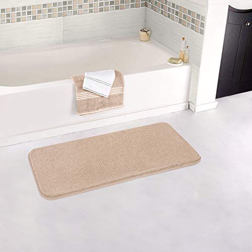 ZARCKER Badezimmerteppich, 50x122CM Rutschfester Badematte, weicher saugfähiger Badeteppich, maschinenwaschbarer Badevorleger für Badezimmer, Dusche, Badewanne, WC -Beige von ZARCKER