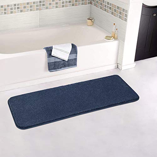 ZARCKER Badezimmerteppich, 50x152CM Rutschfester Badematte, weicher saugfähiger Badeteppich, maschinenwaschbarer Badevorleger für Badezimmer, Dusche, Badewanne, WC -Marineblau von ZARCKER