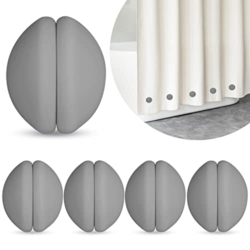 ZARCKER Duschvorhang-Gewichte, silikonbeschichtete Starke Duschvorhang-Magnete, brach nie, rostete Nicht, kein Lärm, schwer, verhindert das Blasen des Duschvorhangs (Grau, 5 Paare) von ZARCKER