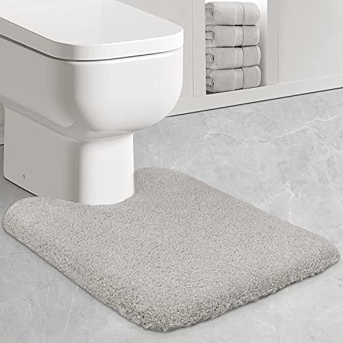 ZARCKER WC Vorleger mit Ausschnitt 50 x 60cm WC Teppich, rutschfest Toilette Vorleger Weiches Klovorleger Toiletten Badematte Mikrofaser Badteppiche für WC - Hellgrau von ZARCKER