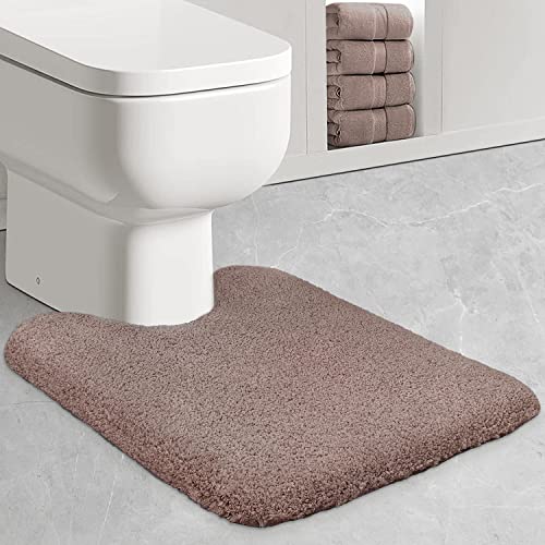 ZARCKER WC Vorleger mit Ausschnitt 50 x 60cm WC Teppich, rutschfest Toilette Vorleger Weiches Klovorleger Toiletten Badematte Mikrofaser Badteppiche für WC - Taupe von ZARCKER