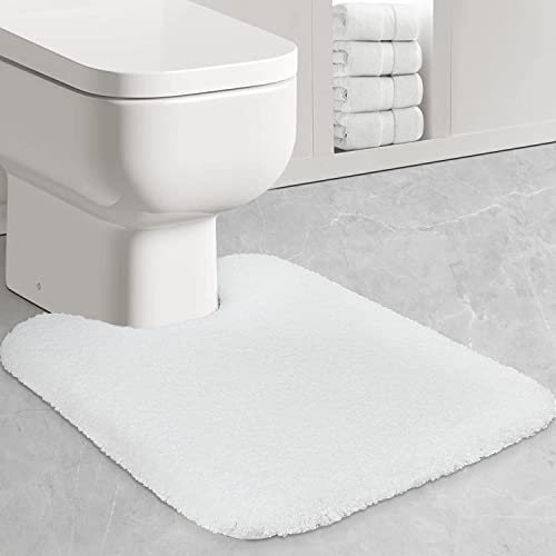 ZARCKER WC Vorleger mit Ausschnitt 50 x 60cm WC Teppich, rutschfest Toilette Vorleger Weiches Klovorleger Toiletten Badematte Mikrofaser Badteppiche für WC - Weiß von ZARCKER