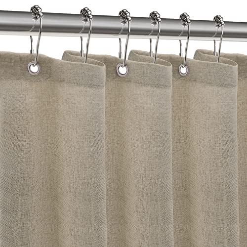 ZARCKER Wasserdichter Duschvorhang, 182x182CM, Linnen Badewanne Vorhang mit undurchlässiger Beschichtung, Anti-Schimmel Stoff Textil Shower Curtain mit 12 Duschvorhängeringen Waschbar - Taupe von ZARCKER