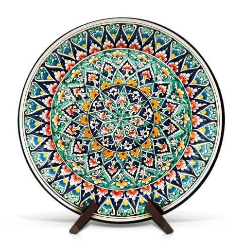 ZARENHOFF Lagan - KaraKalam R1 Orientalischer Lagan Ляган Rischtan Keramik Teller Servier-Schale handbemalt (37 cm) von ZARENHOFF