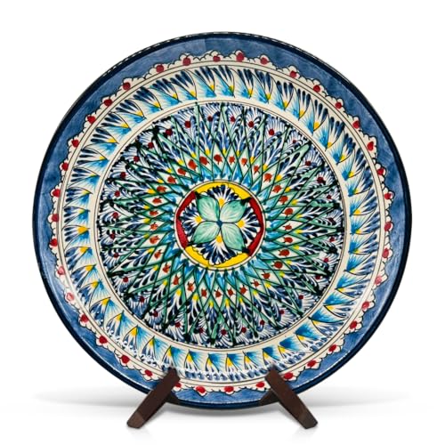 ZARENHOFF Lagan - Mehrob Ø 32 cm Orientalischer Lagan Ляган Rischtan Keramik Teller Servier-Schale handbemalt (Mehrob S5) von ZARENHOFF