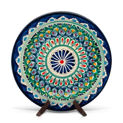 ZARENHOFF Orientalischer Lagan Ø 27 cm Mehrob J Ляган Rischtan Keramik Usbekischer Teller Servier-Schale Usbekische Ljagan Plate Handgemalt Keramikteller (М2) von ZARENHOFF