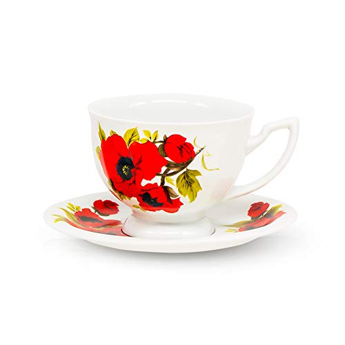 Zarenhoff Teeset Kaiserlich, Design Mohnblumen, 1 Tasse 370 ml + 1 Untertasse von Zarenhoff