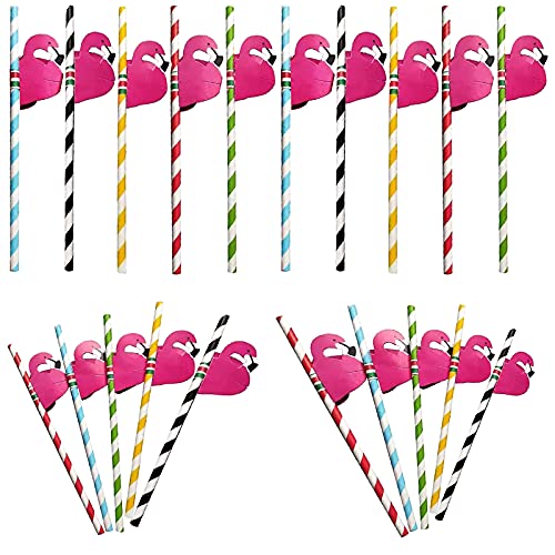 Papier Strohhalme,3D Cocktail Strohhalme 50 Pack Papier Trinkhalme Papierstrohhalme für Hochzeit Geburtstag Party Paper straw flamingo von ZARRS